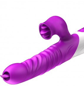 FOX - T10 Warming Clitoral Thrusting Licking Rotate Vibrators (Chargeable - Purple)